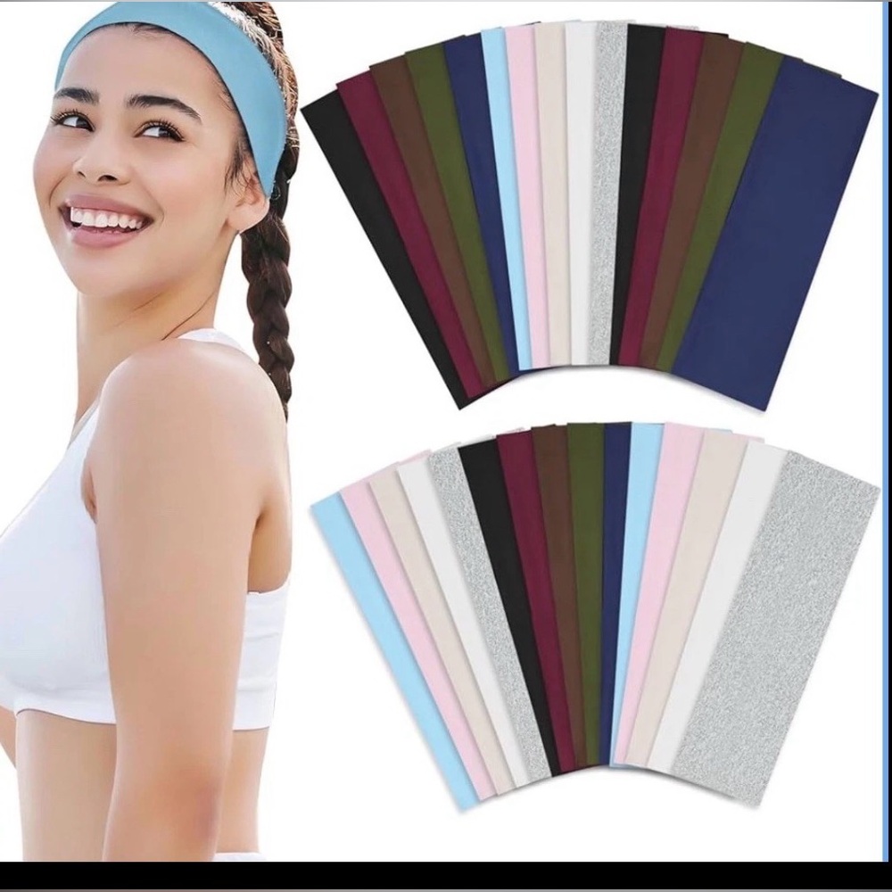 30 Pcs Multicolored Workout Stretchy Cloth Headbands Non Slip Yoga Sports Hair .